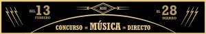 Banner en color negro y dorado anunciando el XIII Concurso de Música en Directo, con enlace a la página de el concurso